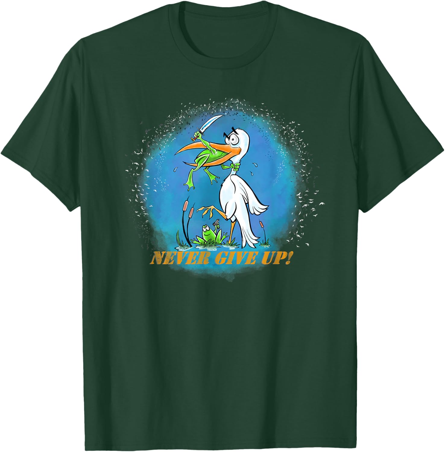 Never Give Up Frogs Attack Shirt T-Shirt - T-Shirt | Forest