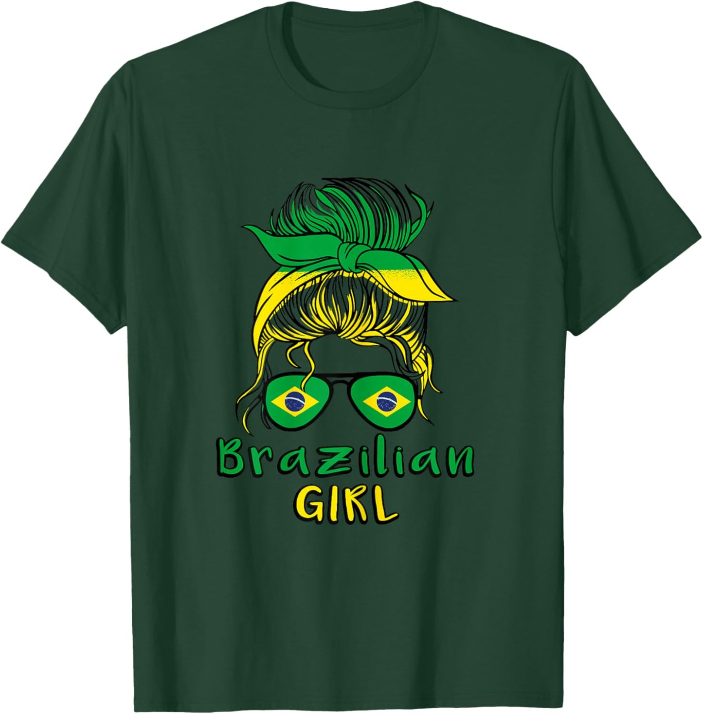 Brasilianisches Mädchen Brasilien Mädchen Brasilien Frauen Flagge T-Shirt - T-Shirt | Forest