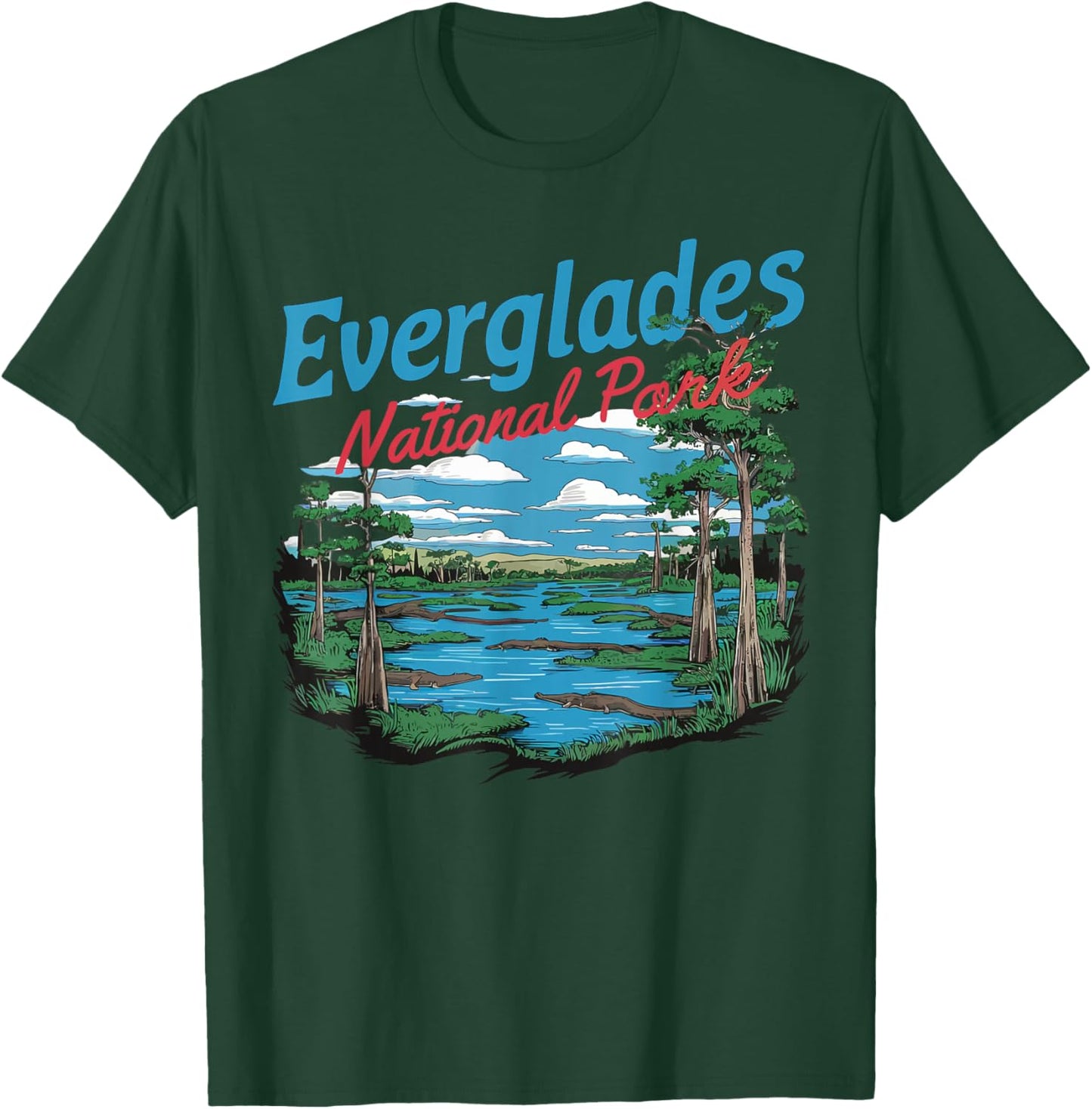 Everglades National Park Illustration Hiking Retro Florida T-Shirt - T-Shirt | Forest