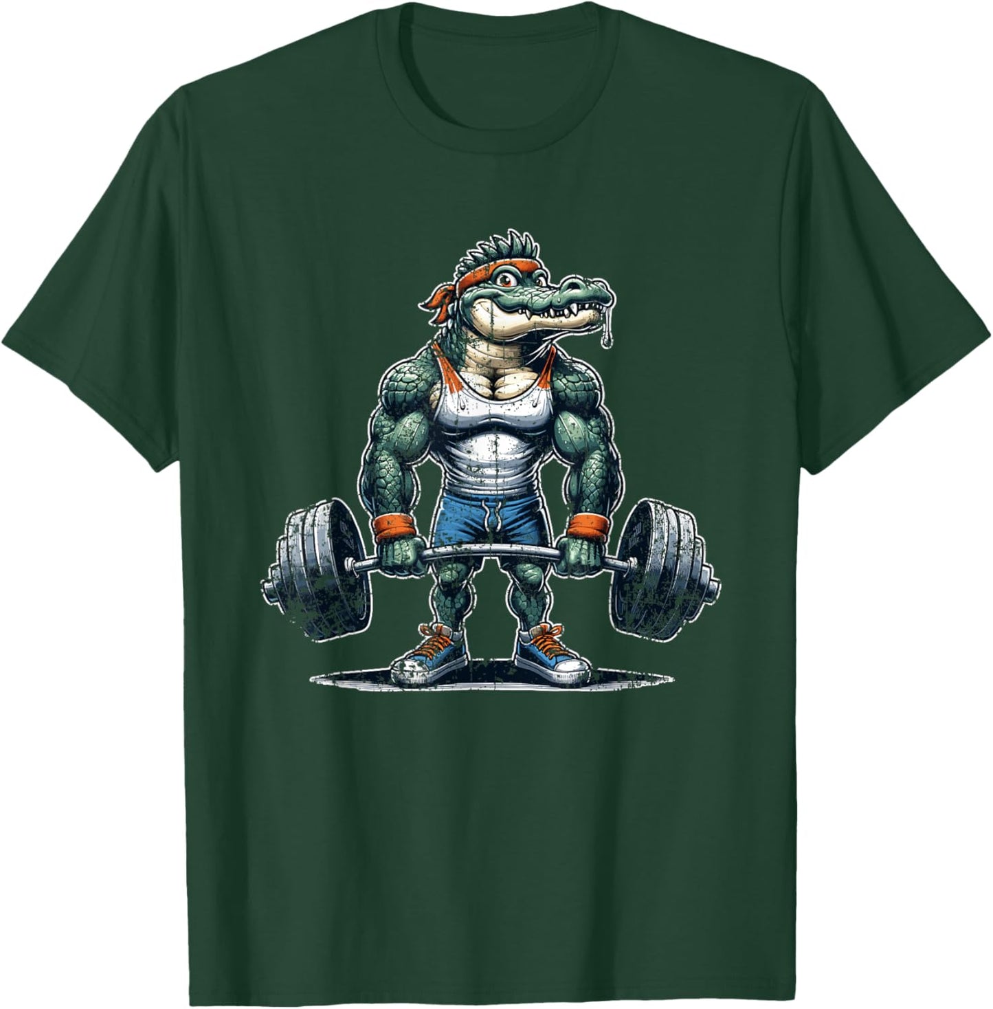 Threadrock Vintage Alligator Weightlifting Bodybuilder Muscle Fitness , Small, Black T-Shirt - T-Shirt | Forest