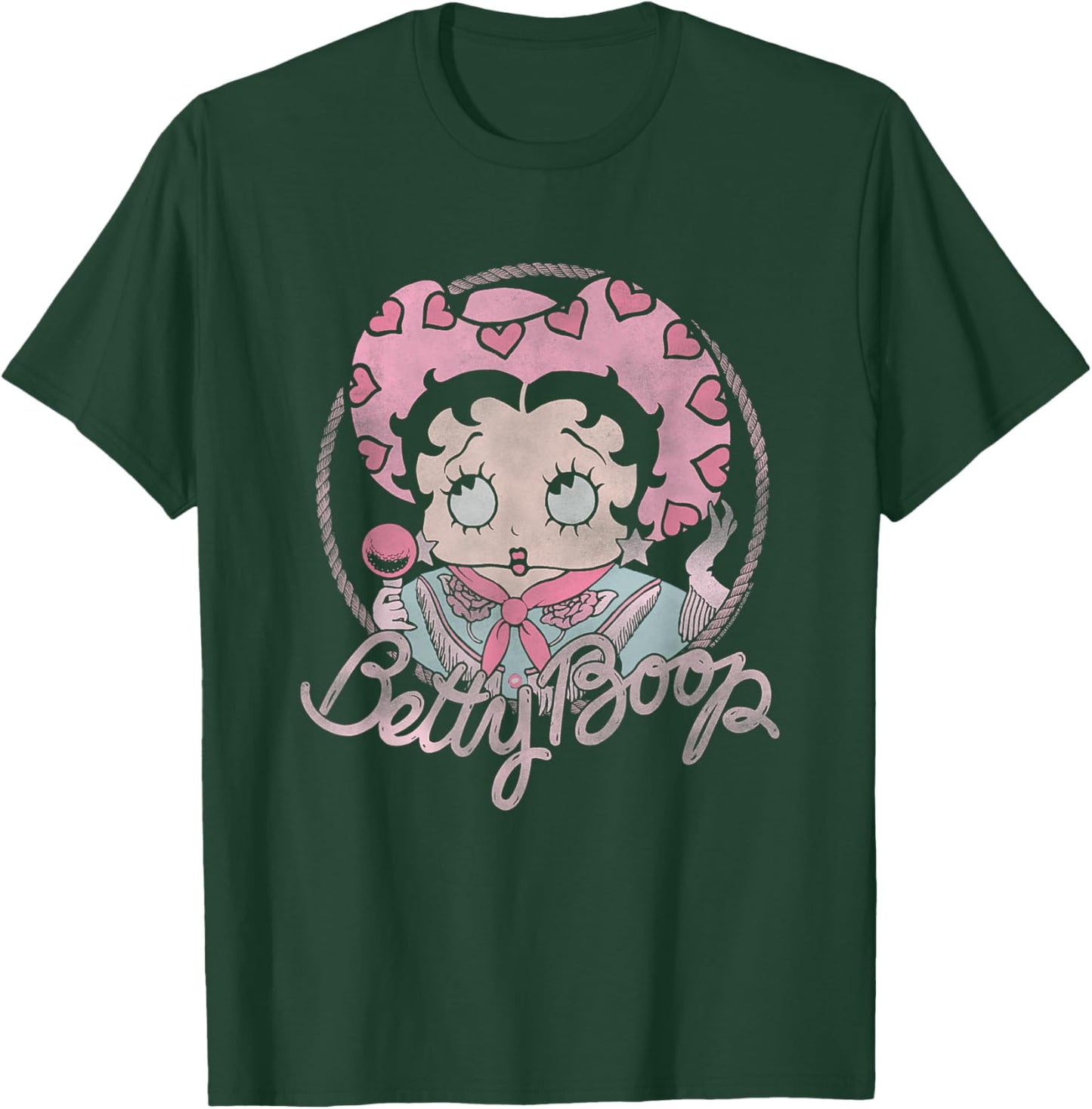 Betty Boop Iconic Retro Cute Cowgirl In Love Big Chest Frame T-Shirt - T-Shirt | Forest