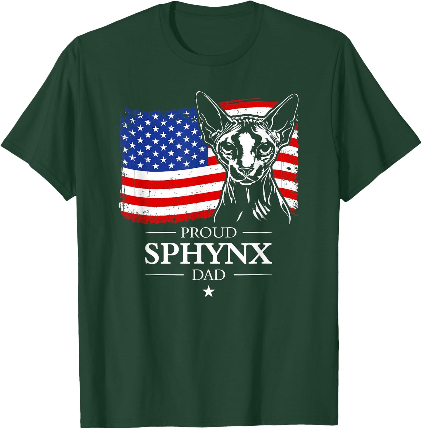 Proud Sphynx Dad American Flag patriotic cat gift cat T-Shirt - T-Shirt | Forest
