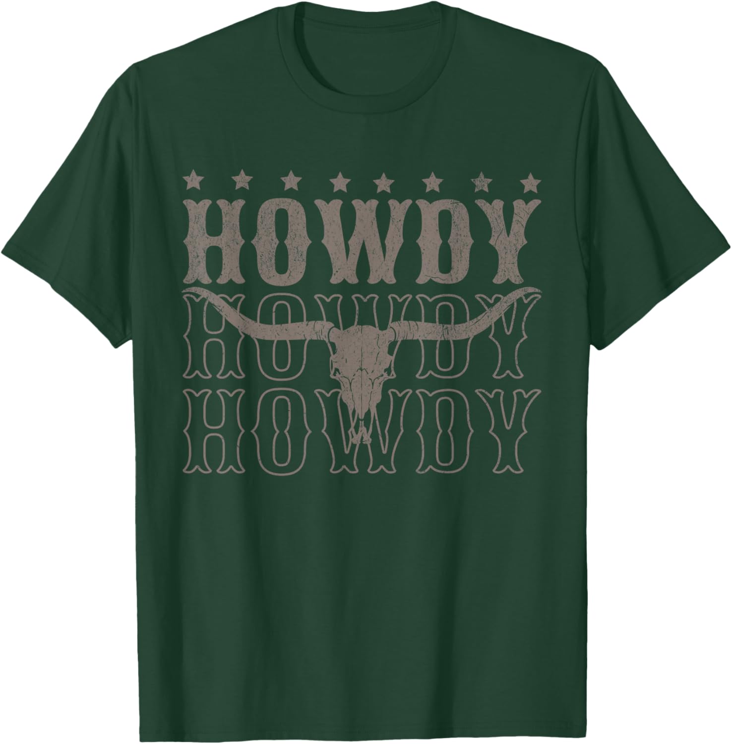 Retro Howdy Cow Bull Skull Cowboy Cowgirl Western Country T-Shirt - T-Shirt | Forest