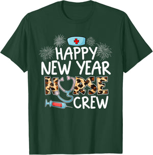 Happy New Year Nurse Crew Stethoscope Leopard NYE Party T-Shirt - T-Shirt | Forest