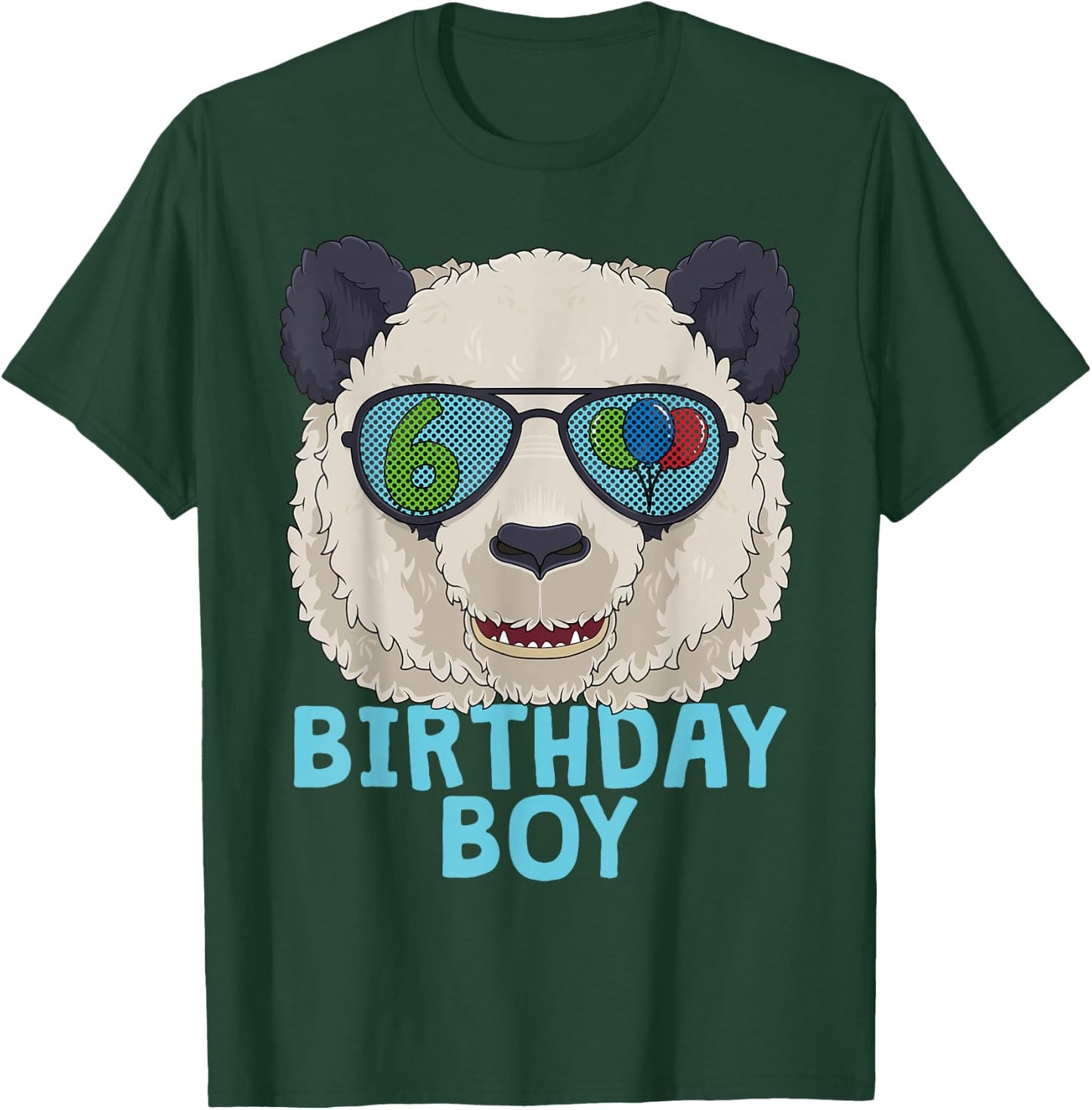 Panda 6th Birthday Boy Sunglasses 6 Year Old Party T-Shirt - T-Shirt | Forest