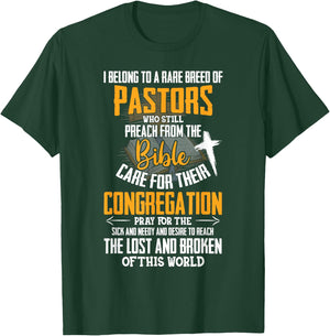 I Belong To A Rare Breed Of Pastors Gift Christian T-Shirt - T-Shirt | Forest