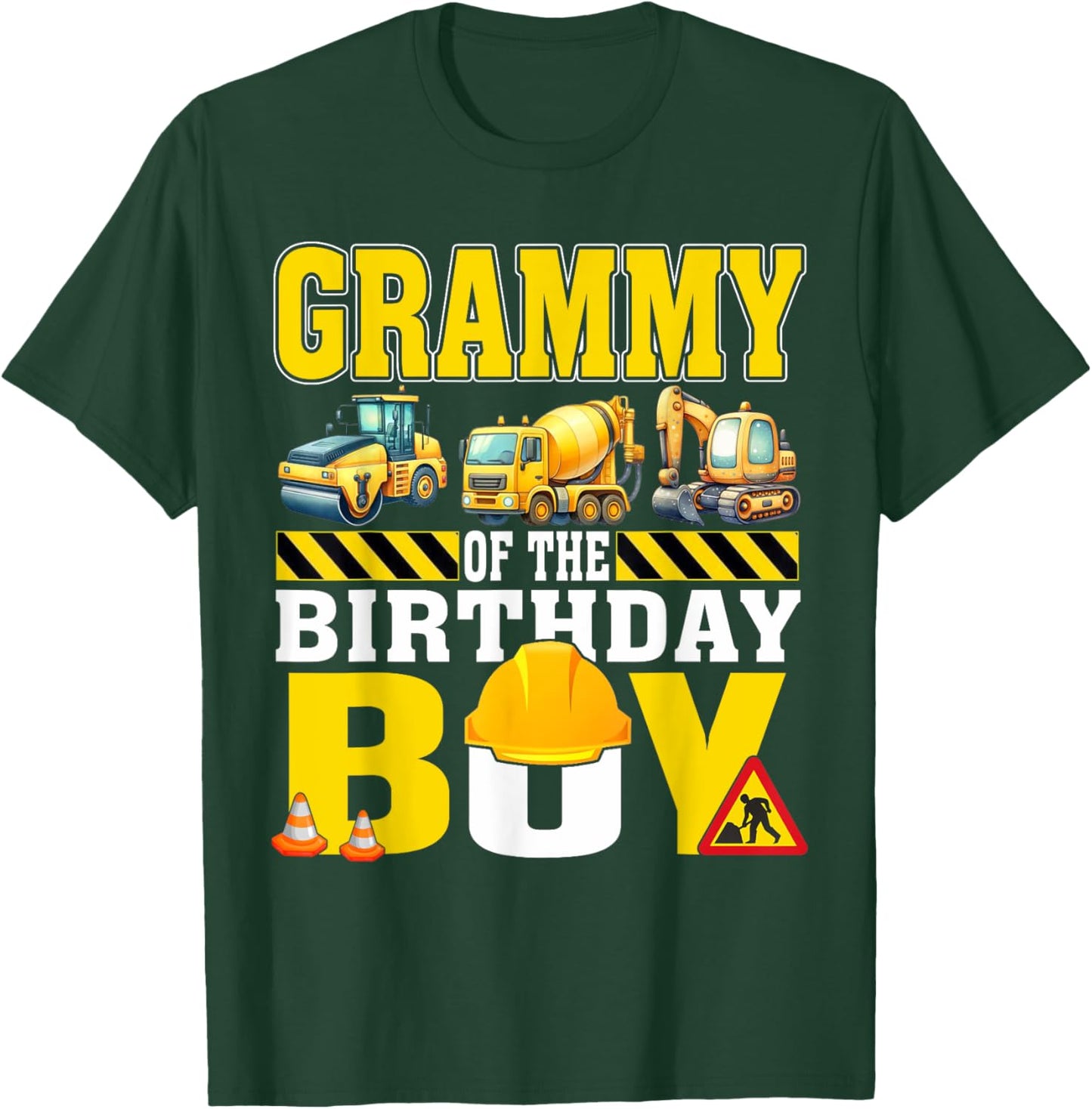 Grammy Of The Birthday Boy Construction Worker Birthday T-Shirt - T-Shirt | Forest
