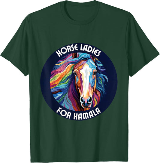 horse ladies for kamala harris Election Usa 2024 horse lady T-Shirt - T-Shirt | Forest