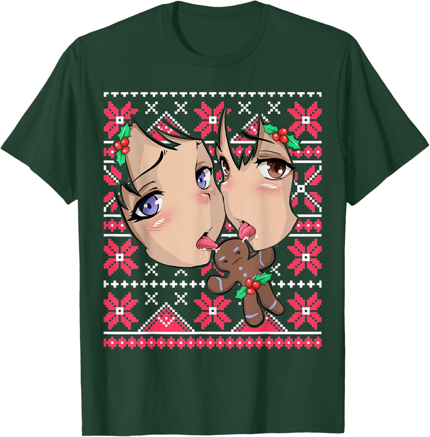 Ugly Christmas Otaku Ahegao Ecchi Etchi Lewd Hentai Kawaii T-Shirt - T-Shirt | Forest