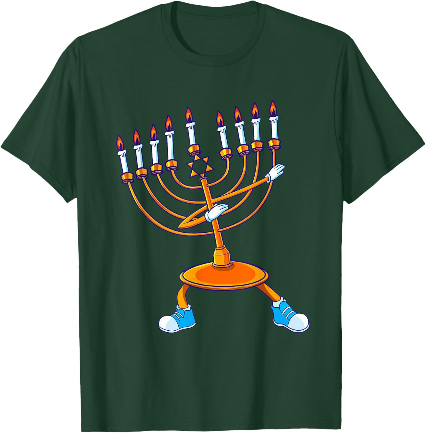 Dabbing Menorah Hanukkah Dancing Chanukah Kids Girls Boys T-Shirt - T-Shirt | Forest