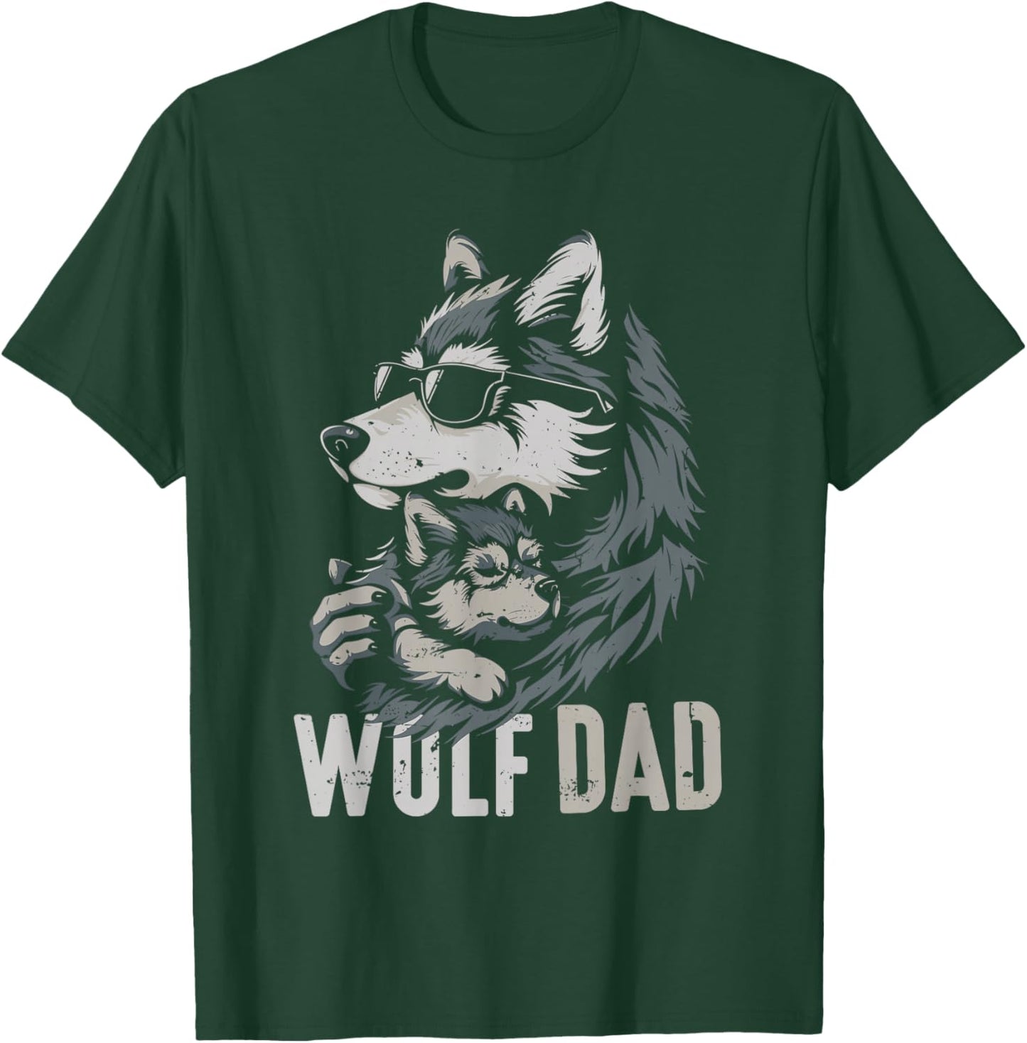 Wolf Dad and Baby Funny Fathers Day Daddy Wolfs Lovers T-Shirt - T-Shirt | Forest