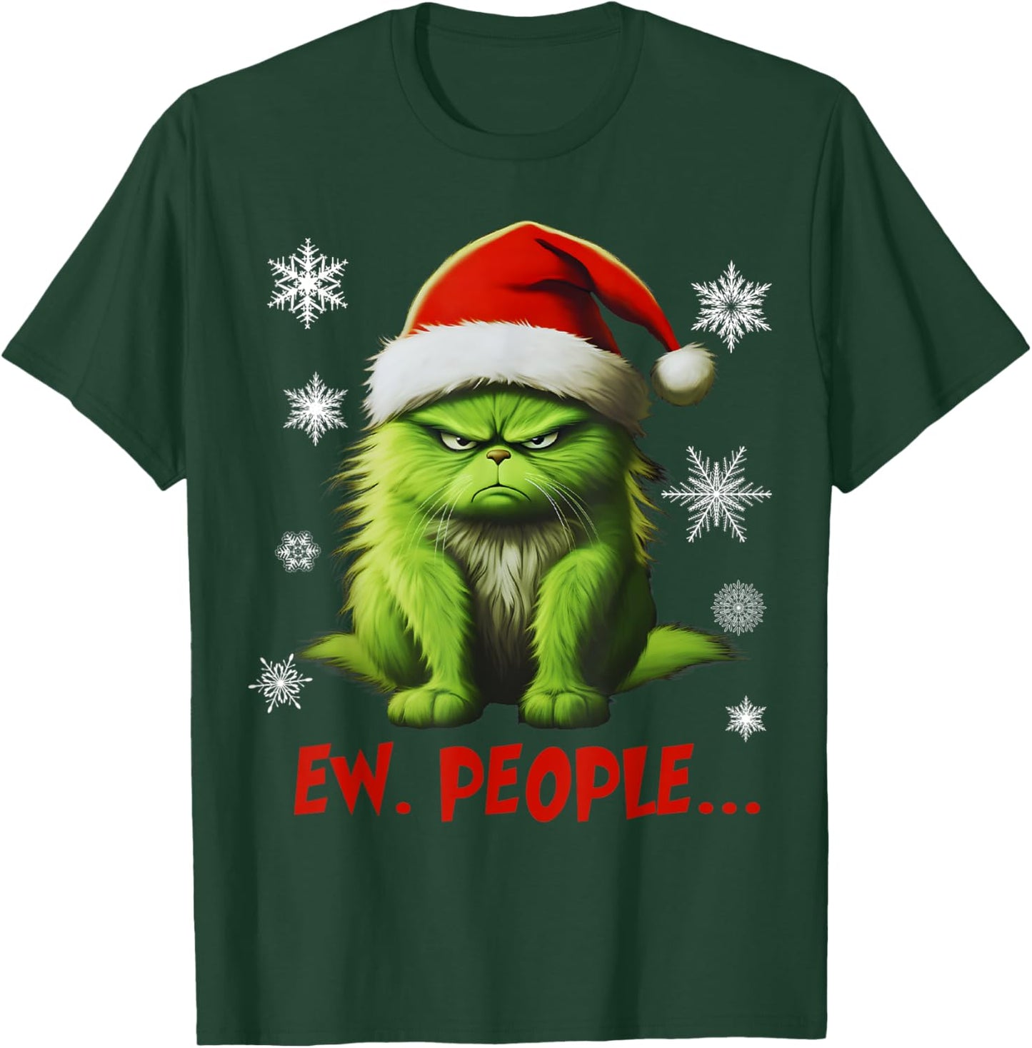 Funny Christmas Cat Ew People Meowy Cat Lovers Men Women Kid T-Shirt - T-Shirt | Forest