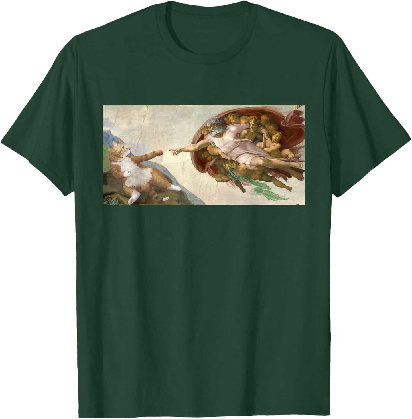 Funny Cat God Creation of Adam Art Michelangelo Jesus Art Women Kids T-Shirt - T-Shirt | Forest