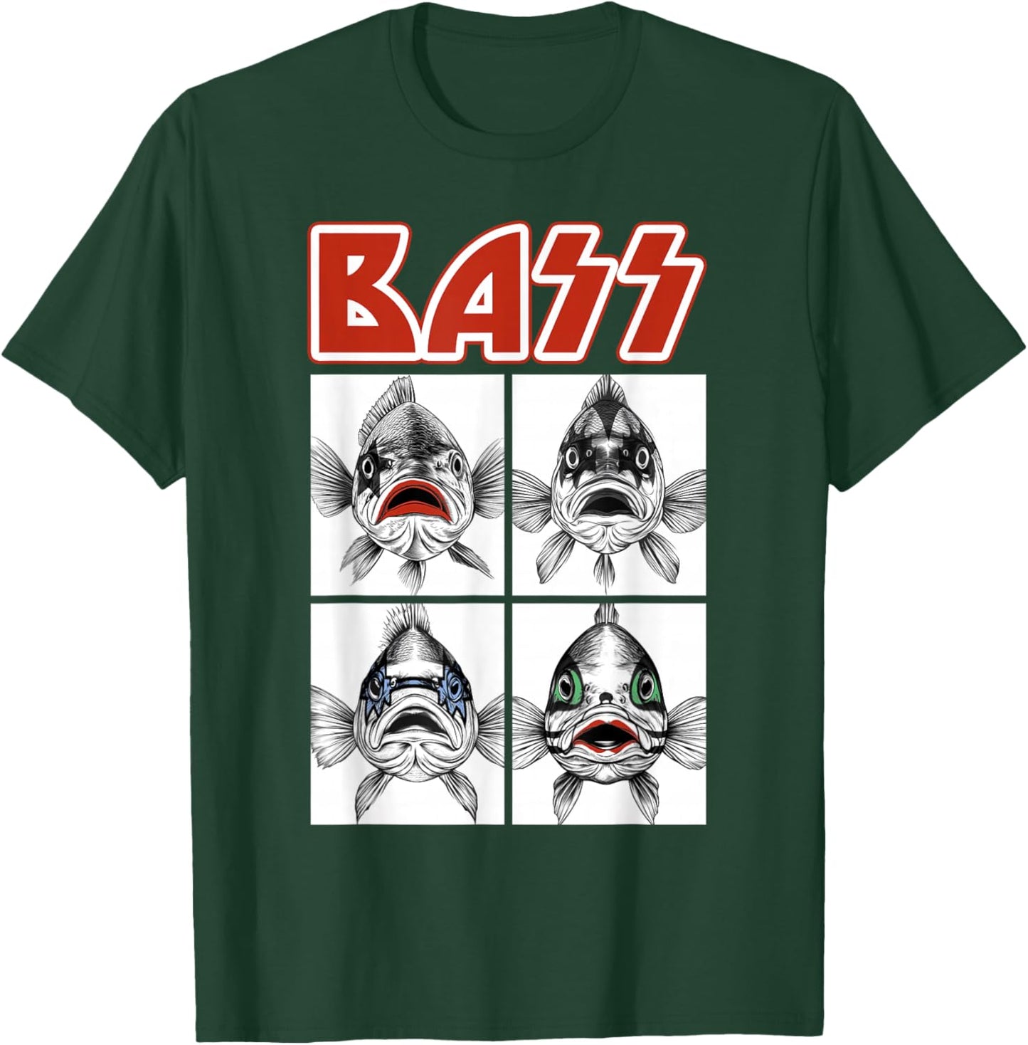 Bass Angler Fisherman Fishing Men Women Kids Funny Fishing T-Shirt - T-Shirt | Forest