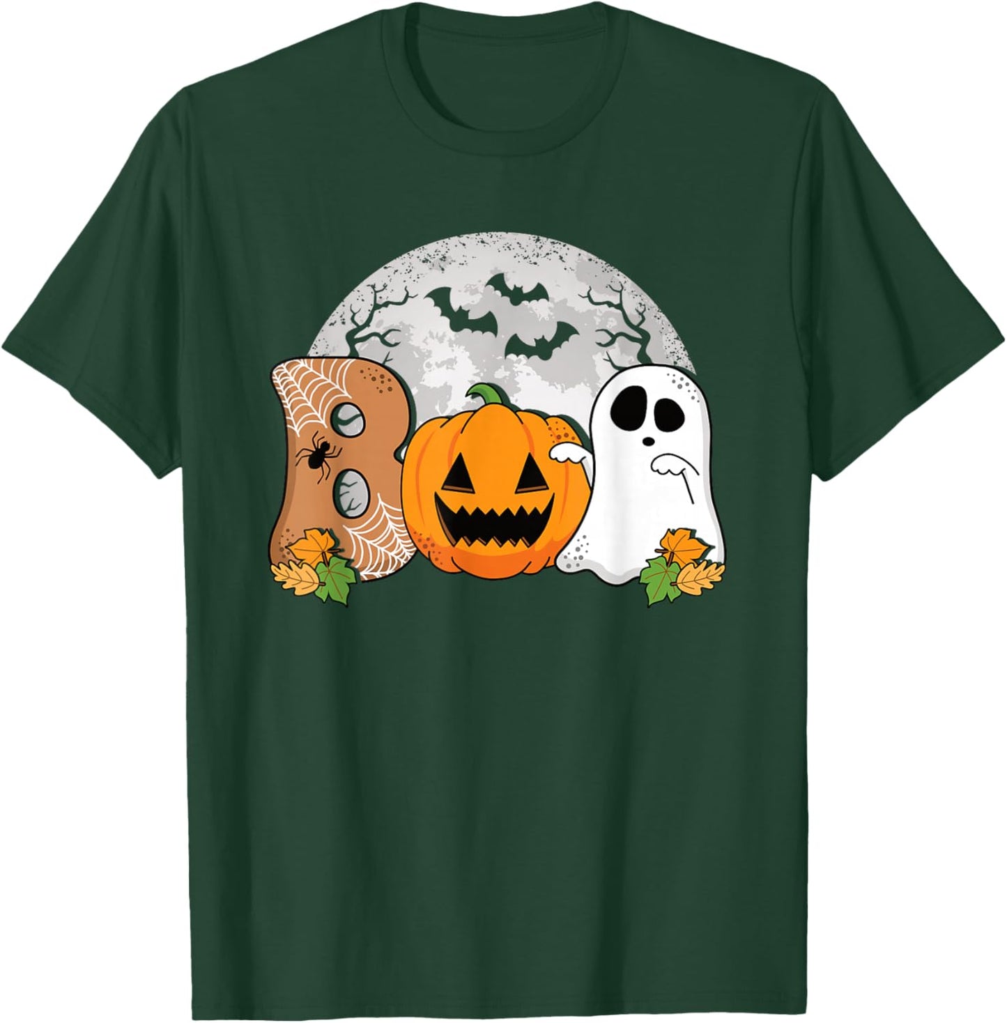 Boo Halloween Pumpkin Ghost Scary Halloween Men Women Kids T-Shirt - T-Shirt | Forest