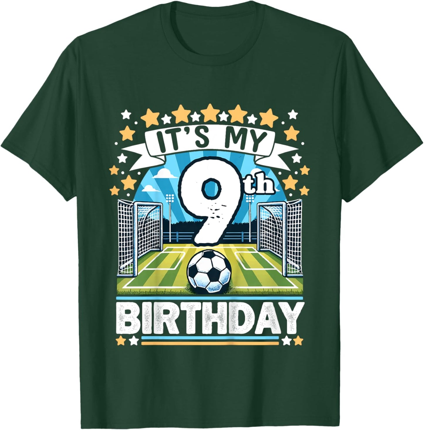Kids It's My 9th Birthday Soccer Football 9 Years Old Boy Player T-Shirt - T-Shirt | Forest