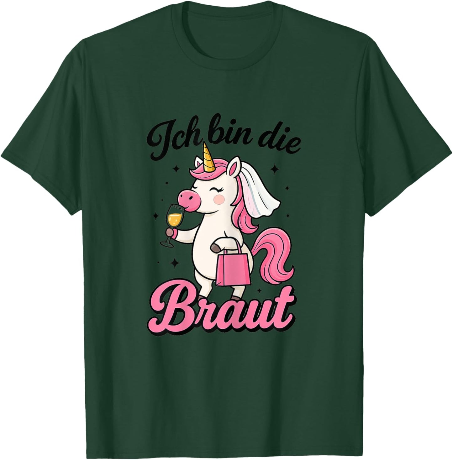 Ich bin die Braut Einhorn Junggesellenabschied Frauen JGA T-Shirt - T-Shirt | Forest