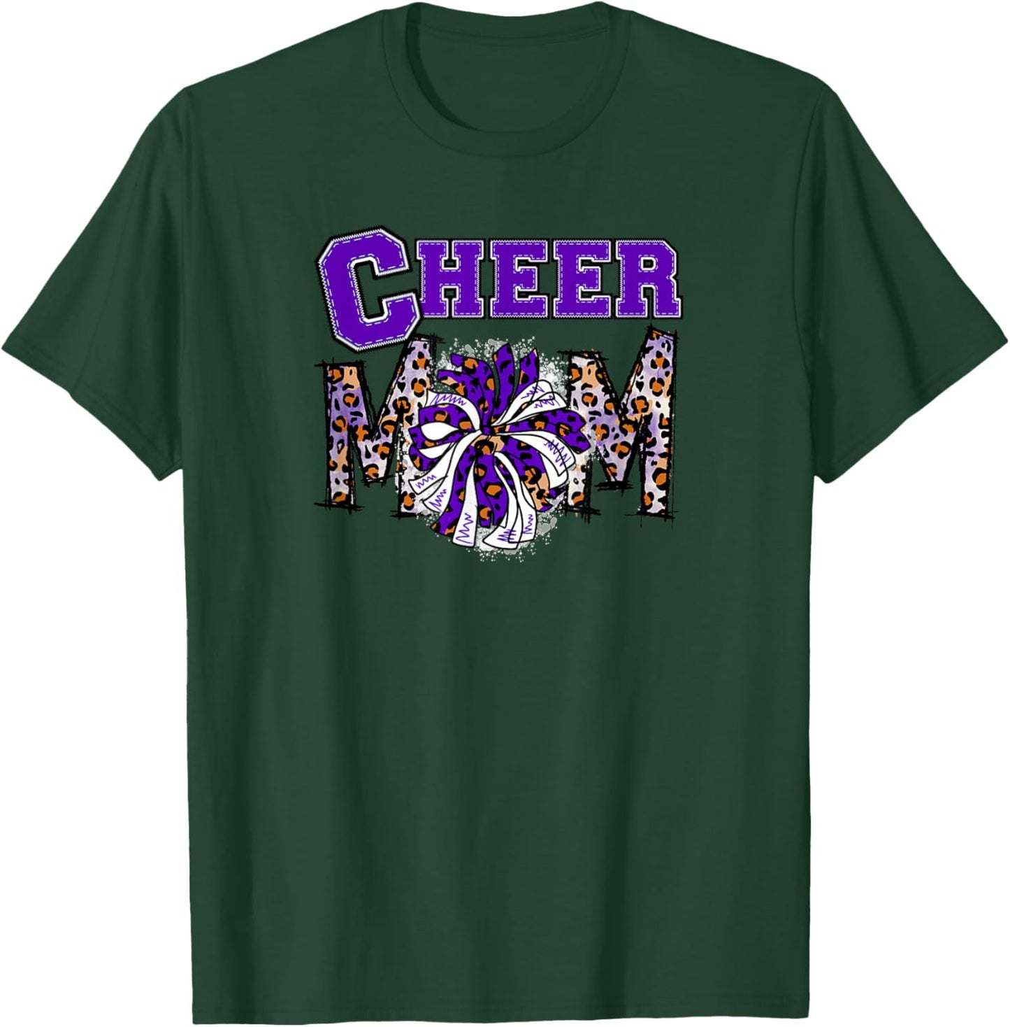 Cheer Mom - Cute Leopard Letters - Purple Team T-Shirt - T-Shirt | Forest