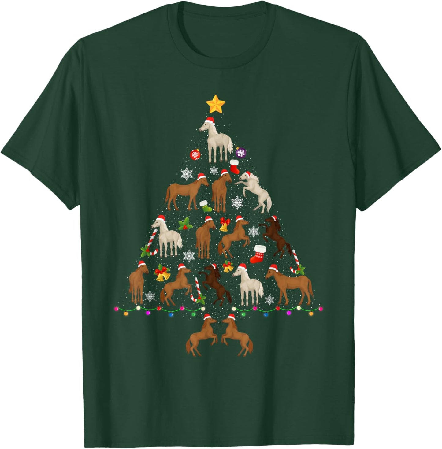 Horse Christmas Tree Funny Ugly Christmas Sweater T-Shirt - T-Shirt | Forest