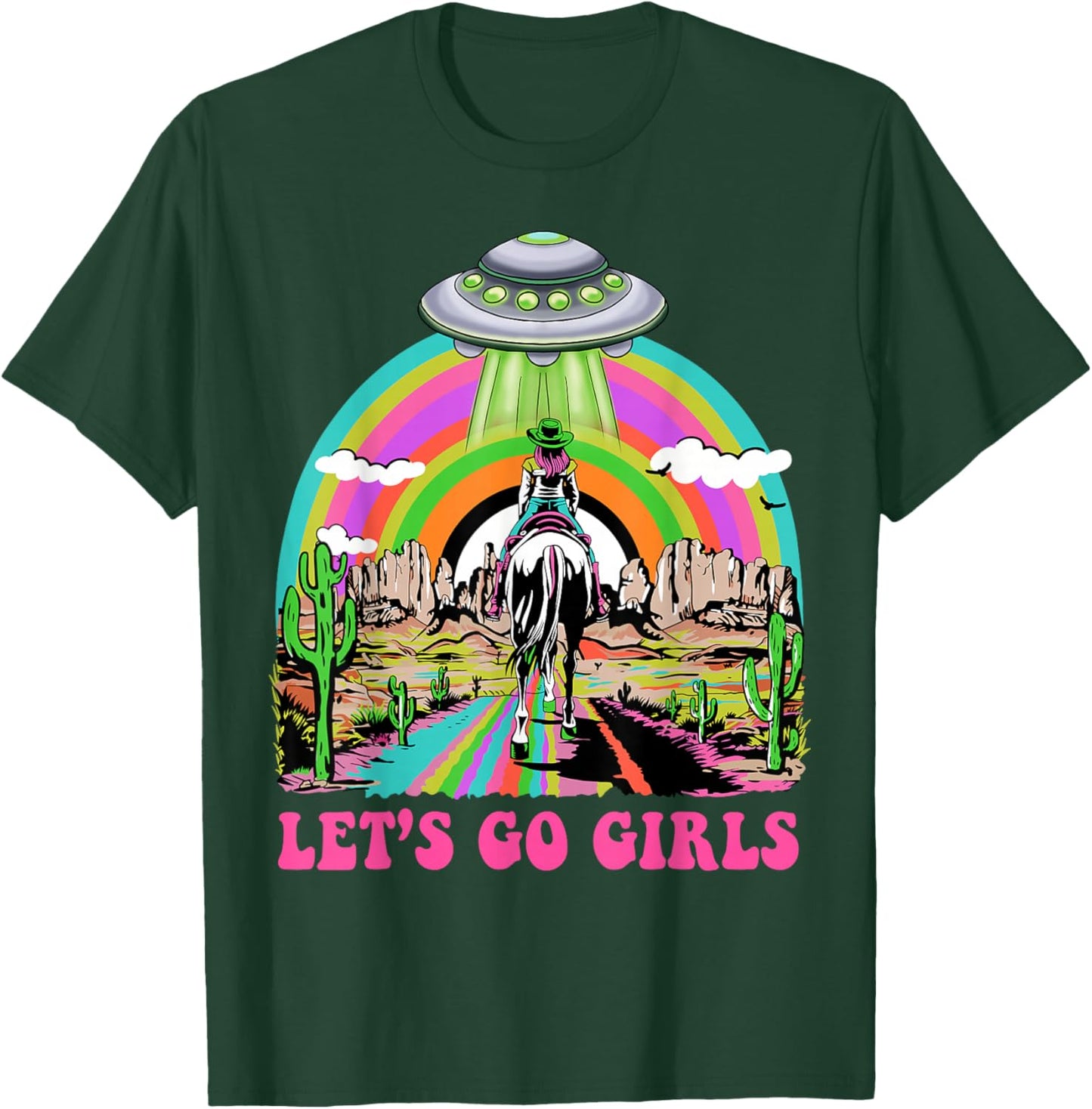 Let's Go Girls Retro Space Desert Cowgirl Bachelorette Party T-Shirt - T-Shirt | Forest
