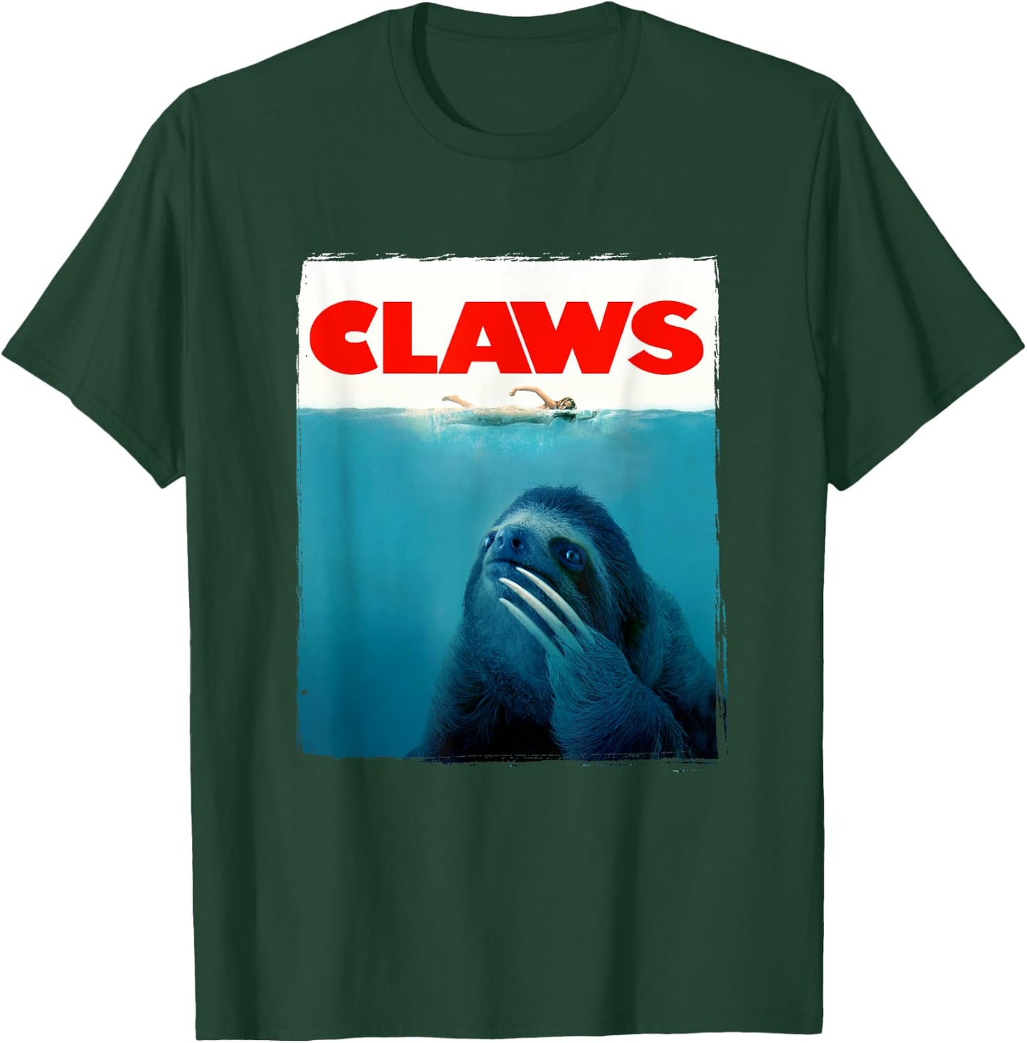 CLAWS Funny JAWS Parody Cute Sloth Attacking Like A Shark T-Shirt - T-Shirt | Forest
