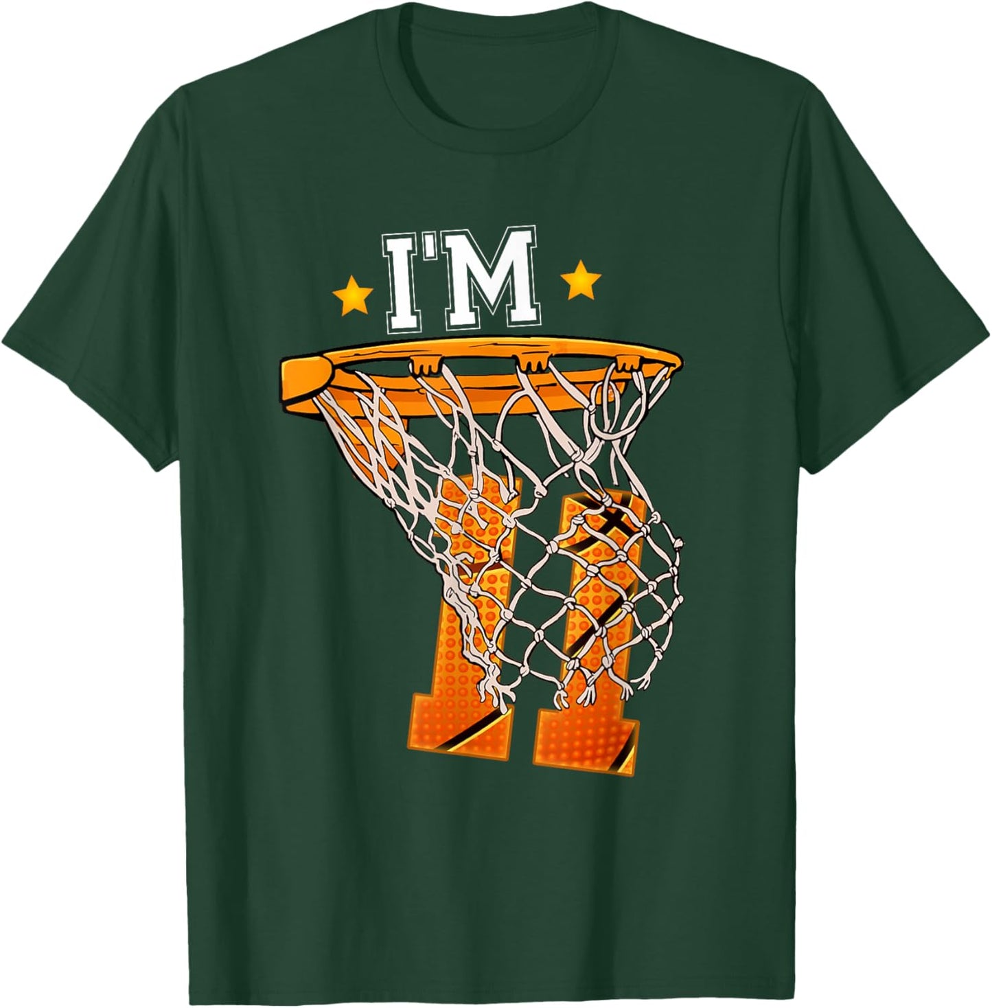 11th Birthday Basketball Shirt I'm 11 Boy Girl 11th Birthday T-Shirt - T-Shirt | Forest