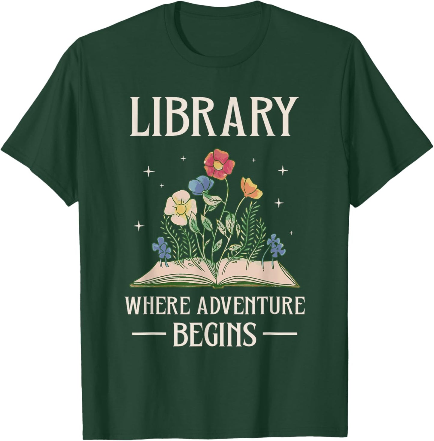 Bibliothek Wo Das Abenteuer Beginnt Librarian Books T-Shirt - T-Shirt | Forest