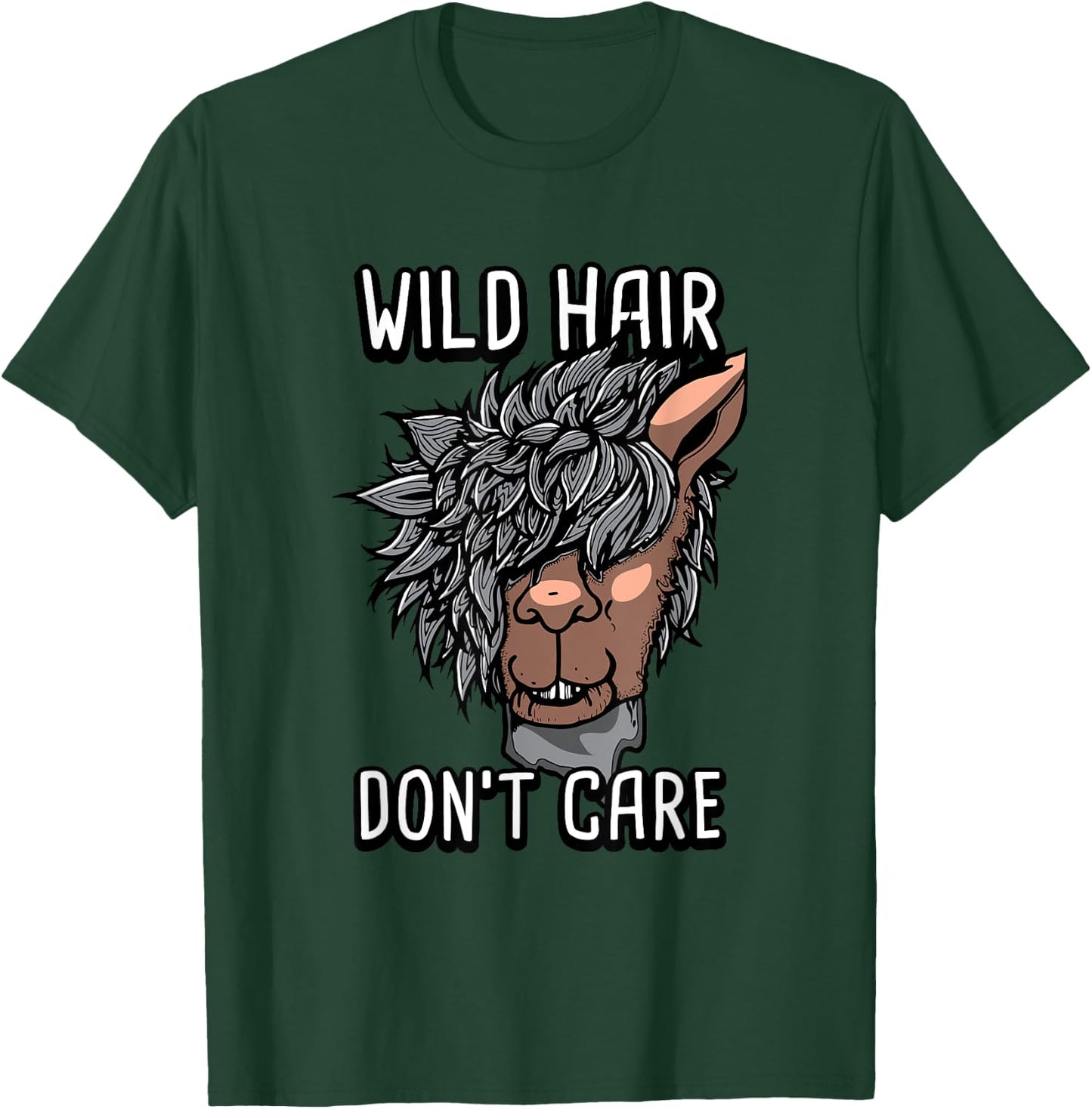 Alpaca Wild Hair Don't Care Funny Llama Lover Gift T-Shirt - T-Shirt | Forest