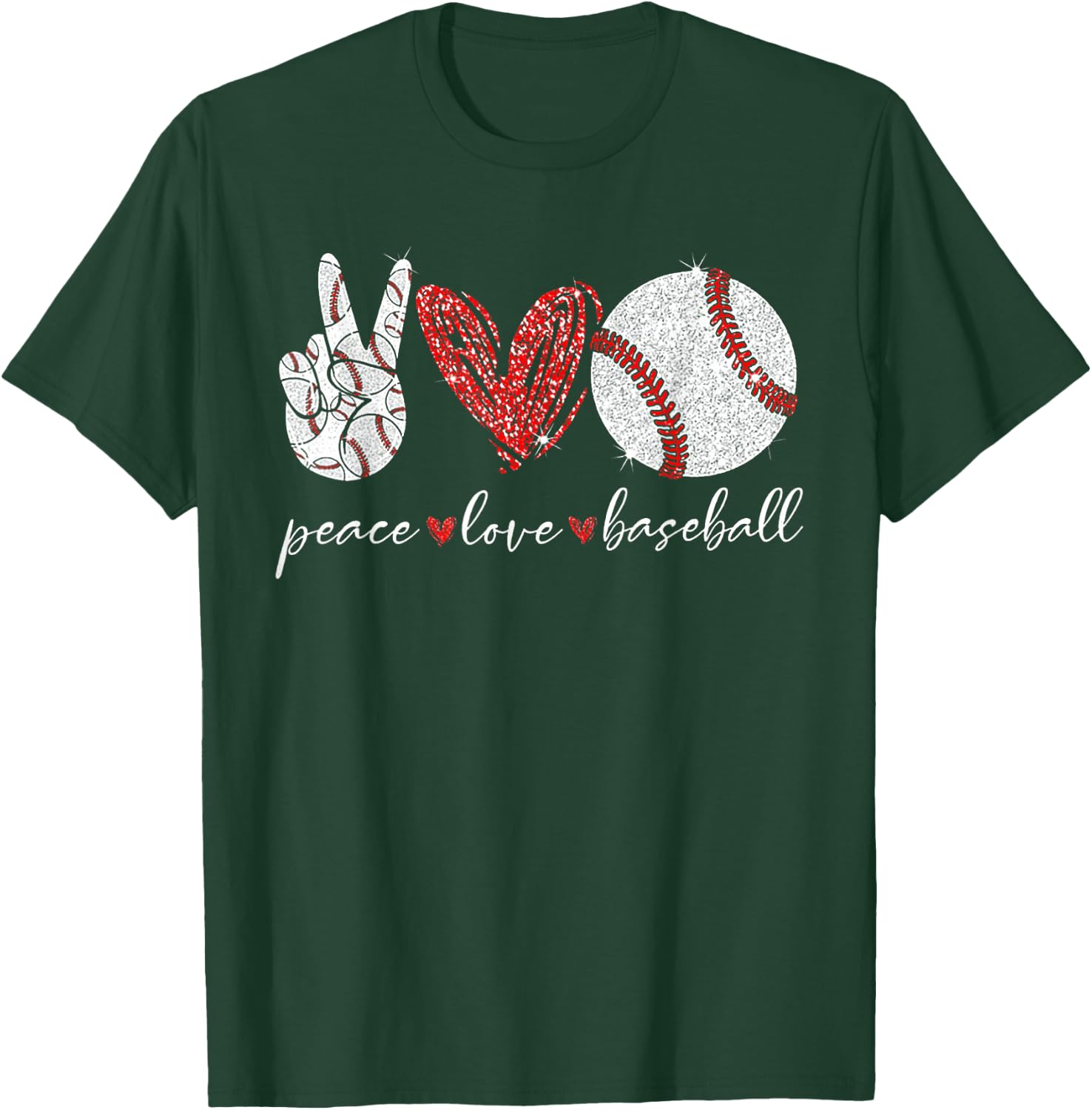 Peace Love Baseball T-Shirt - T-Shirt | Forest