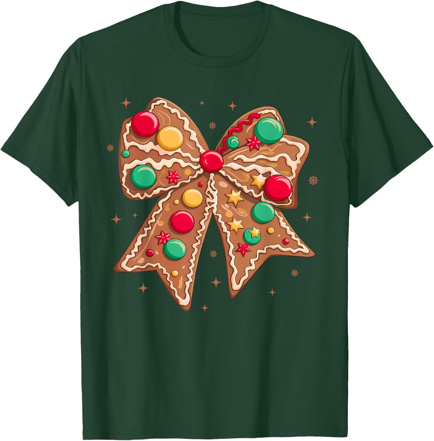 Christmas Gingerbread Coquette Bow Cookie Baking Women Girls T-Shirt - T-Shirt | Forest