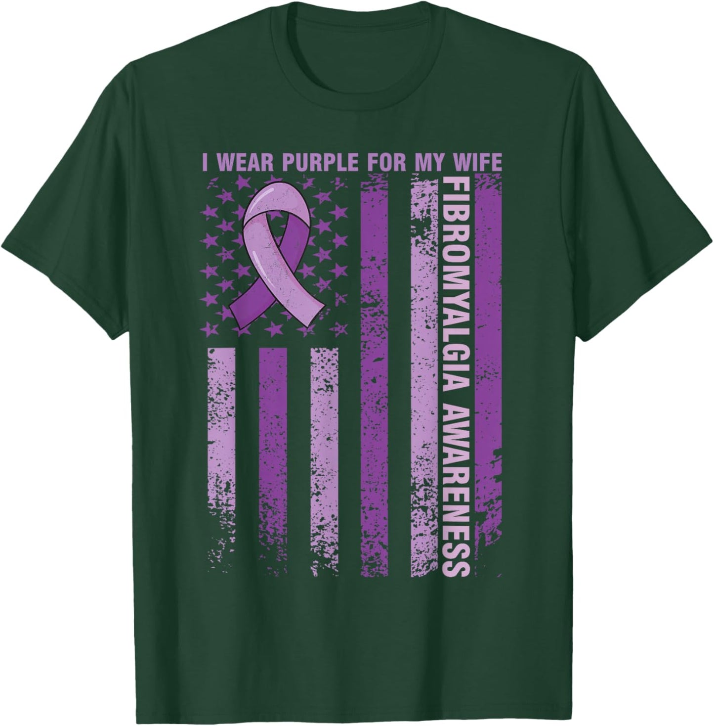 I Wear Purple For My Wife Fibromyalgia Awareness Month T-Shirt - T-Shirt | Forest