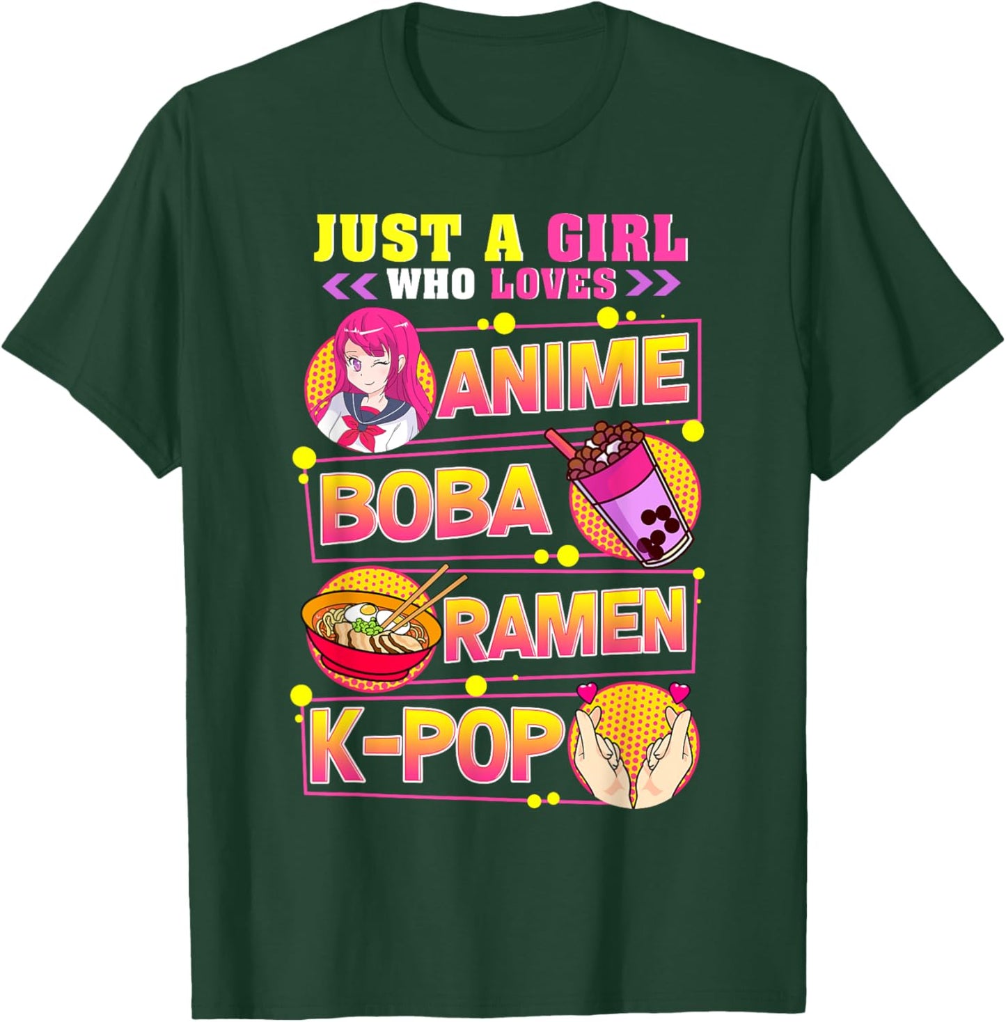 Just A Girl Who Loves Anime Boba Ramen K-Pop T-Shirt - T-Shirt | Forest