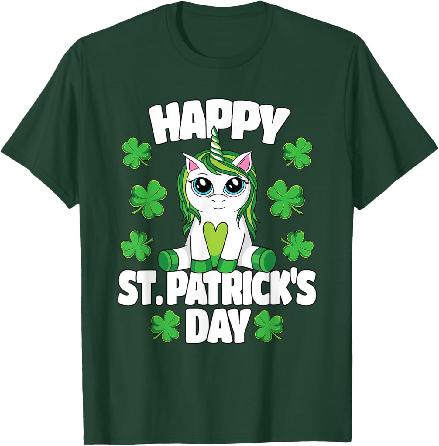 Happy St. Patrick's Day Lepricorn Irish Unicorn Girls T-Shirt - T-Shirt | Forest