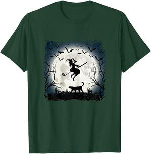 Golf Witch Riding Golf Stick Funny Halloween Golf Player T-Shirt - T-Shirt | Forest