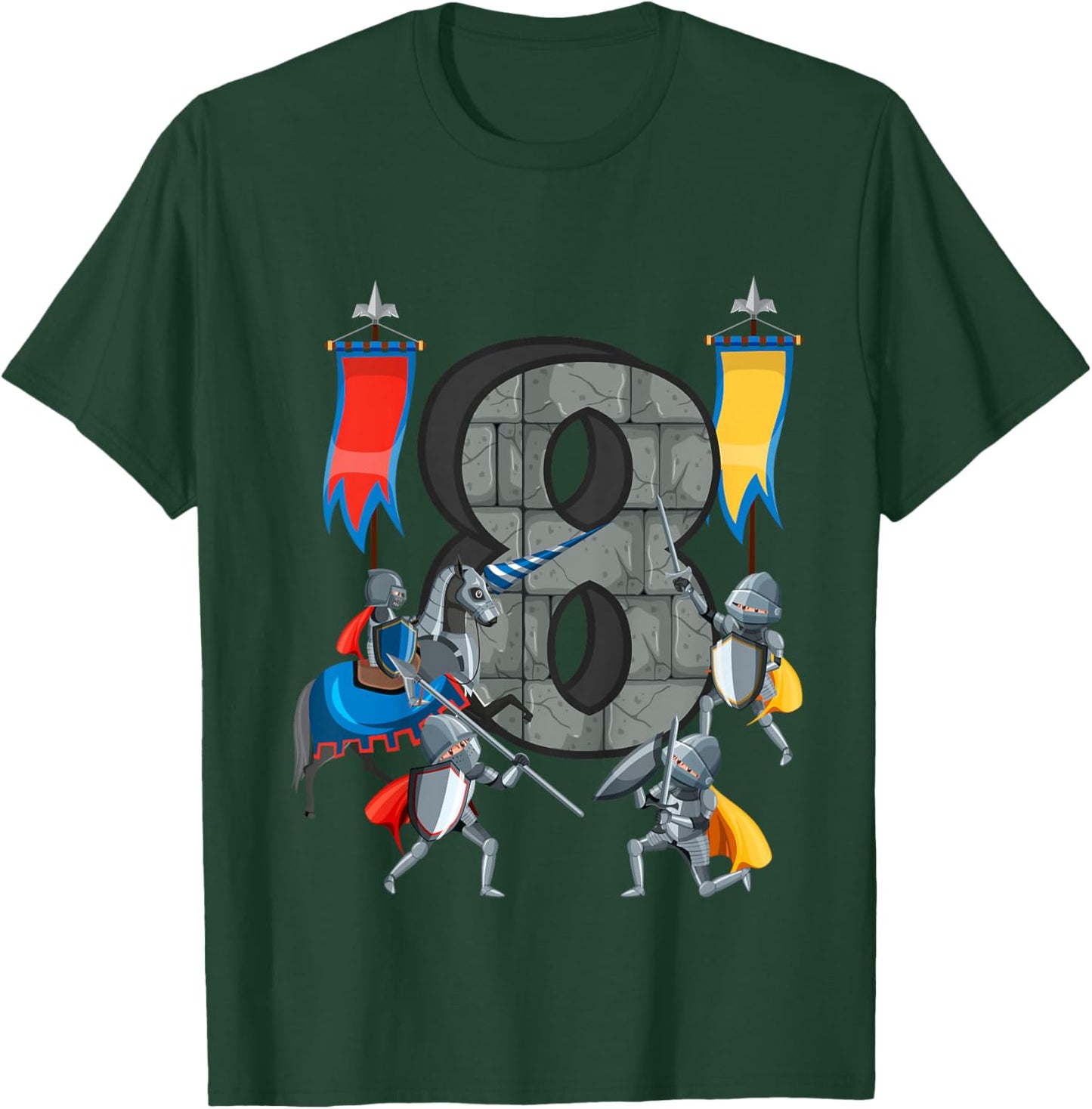 Medieval Knights Middle Ages History Castle 8th Birthday T-Shirt - T-Shirt | Forest