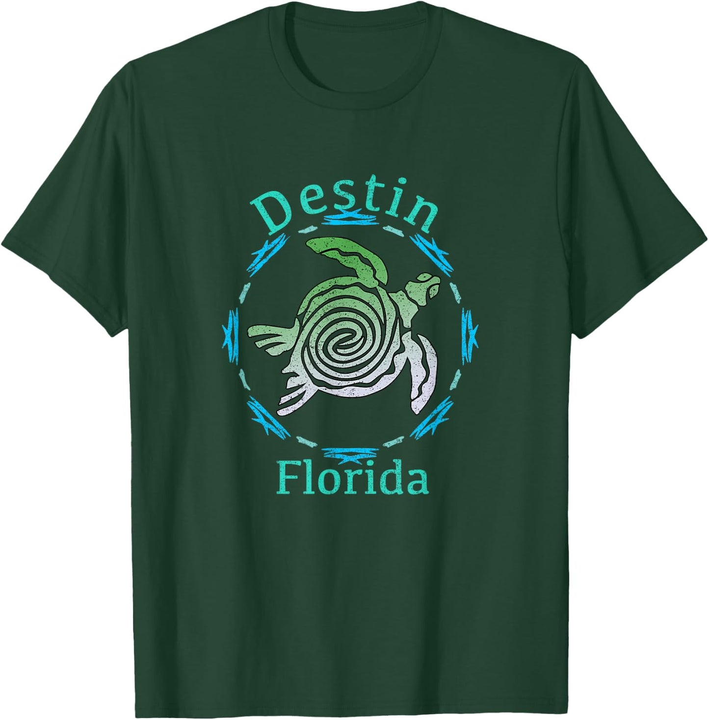 Destin Florida Vintage Tribal Turtle Gift T-Shirt - T-Shirt | Forest