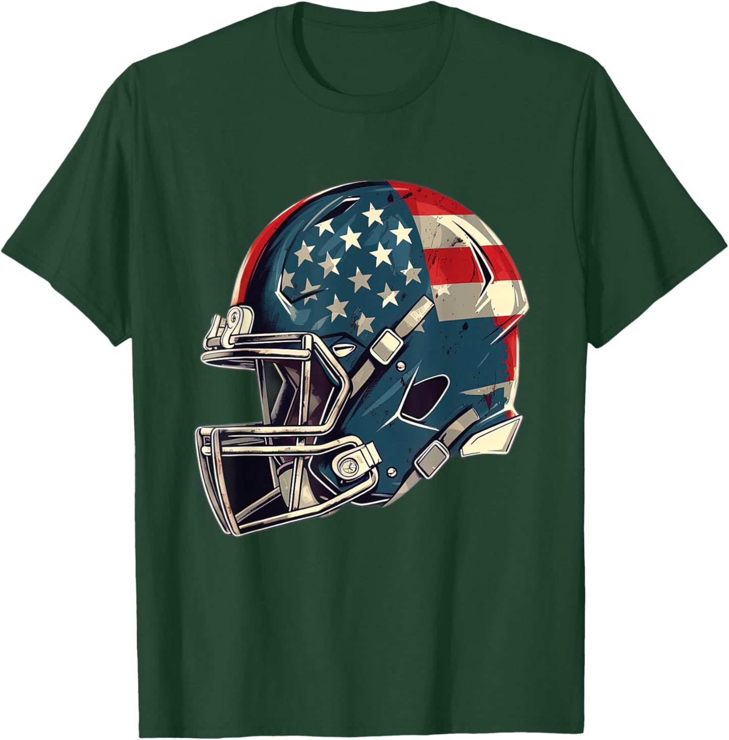 Patriotic Football 4th of July USA American Flag Boys Teens T-Shirt - T-Shirt | Forest