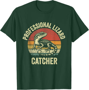 Professional Lizard Catcher Funny Retro Gecko Lizard Hunter T-Shirt - T-Shirt | Forest