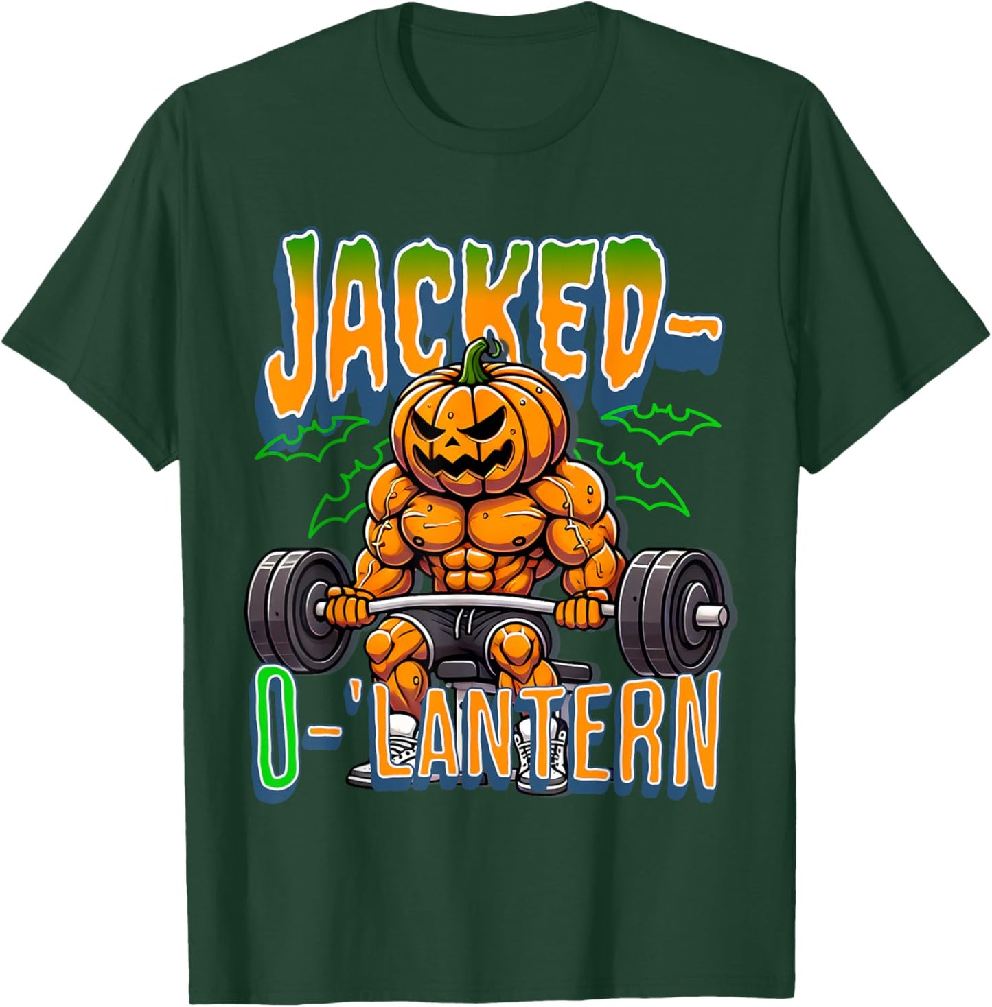 Jacked-O'-Lantern Halloween Fitness Pumpkin Gym Workout T-Shirt - T-Shirt | Forest