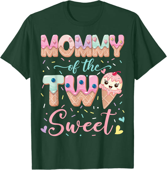Mommy Of The Two Sweet Ice Cream Lover 2Nd Birthday Girl T-Shirt - T-Shirt | Forest