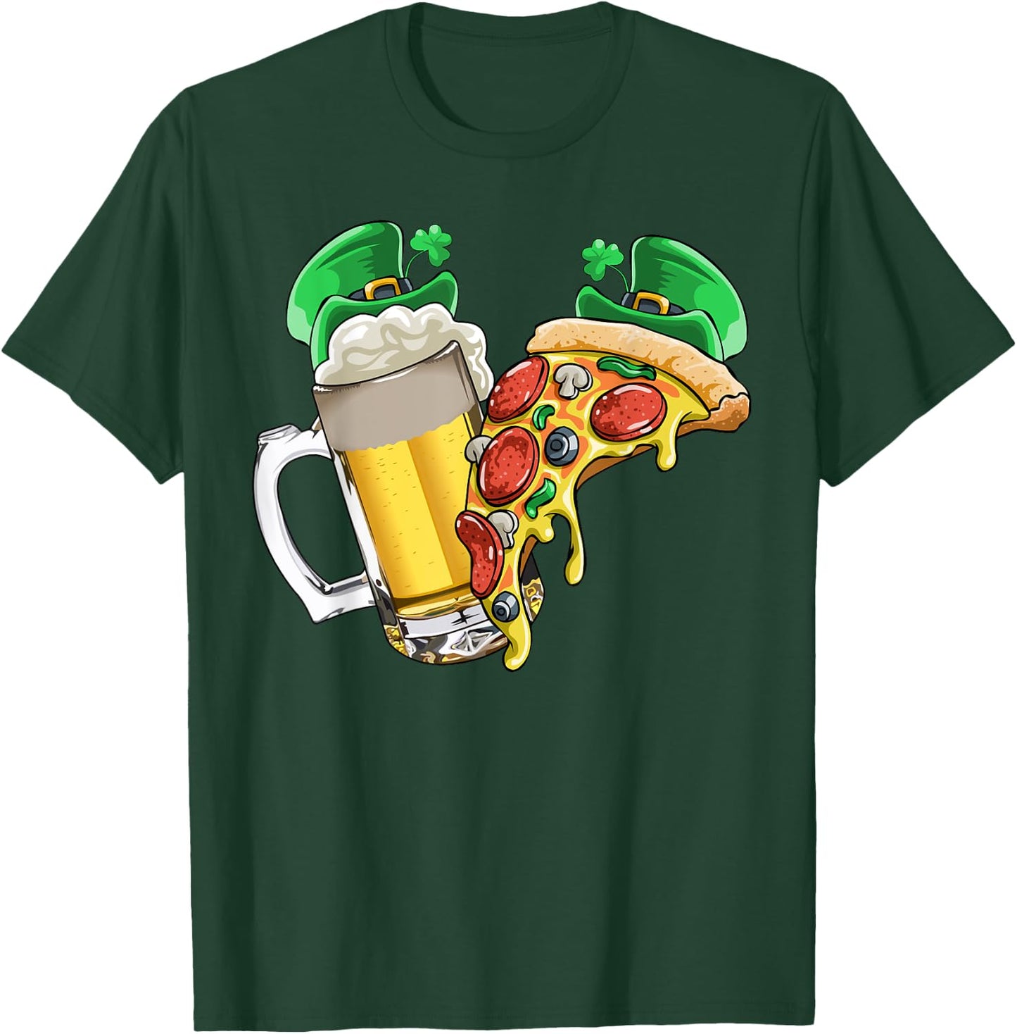 Beer Pizza St Patricks Day T Shirt Gift Party Women Men T-Shirt - T-Shirt | Forest