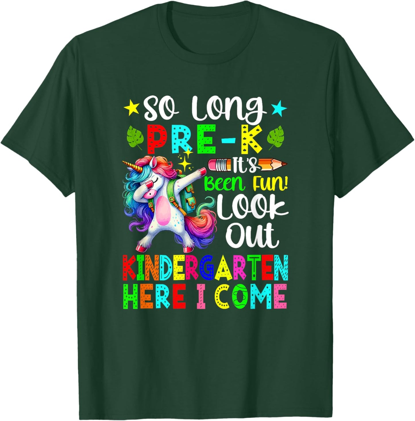 So Long Pre-K Funny Look Out Kindergarten Dabbing Unicorn T-Shirt - T-Shirt | Forest