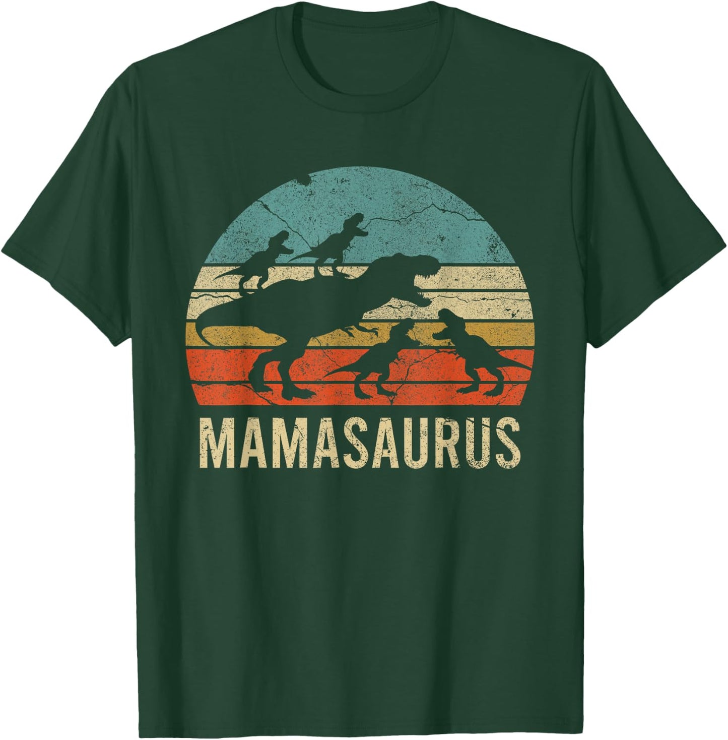 Mommy Mom Mama Dinosaur Funny 4 Four kid Mamasaurus Diy Gift T-Shirt - T-Shirt | Forest