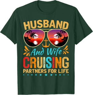 Husband Wife Cruising 2025 Cruise Vacation Couples Trip T-Shirt - T-Shirt | Forest