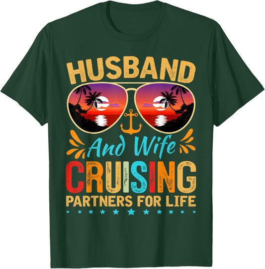Husband Wife Cruising 2025 Cruise Vacation Couples Trip T-Shirt - T-Shirt | Forest