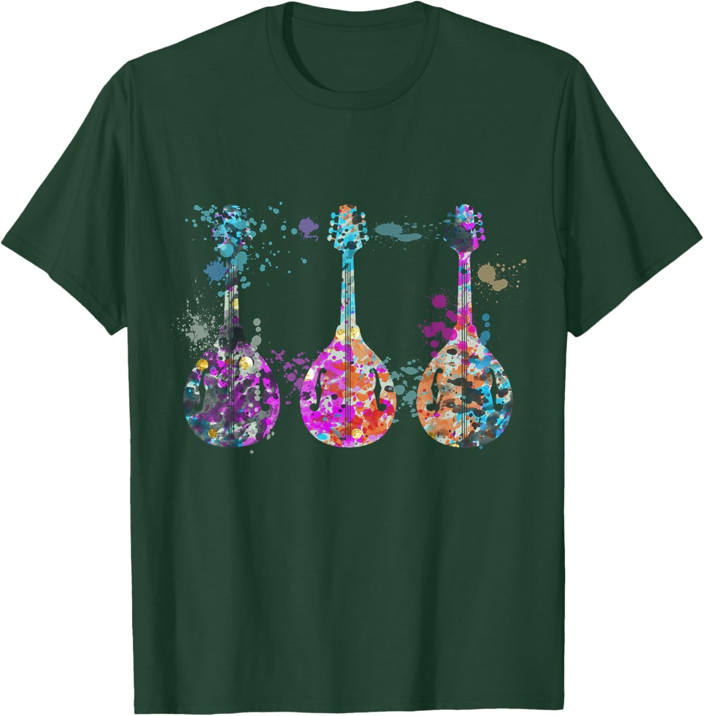 Mandolin Instrument Silhouette Mandolins T-Shirt - T-Shirt | Forest