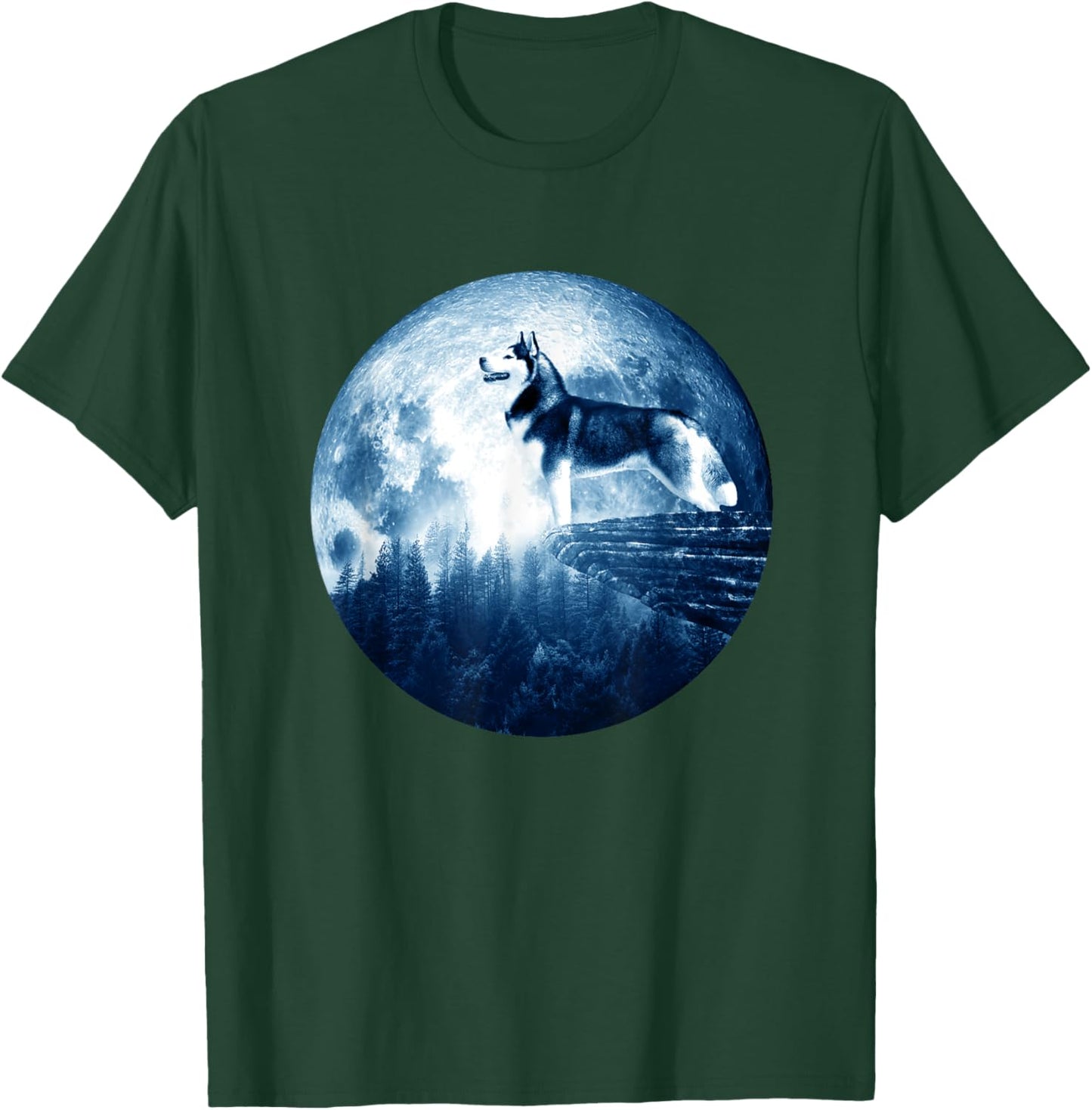 Siberian Husky Dog Moon Dog Mom Dad Women Men Dog Lovers T-Shirt - T-Shirt | Forest