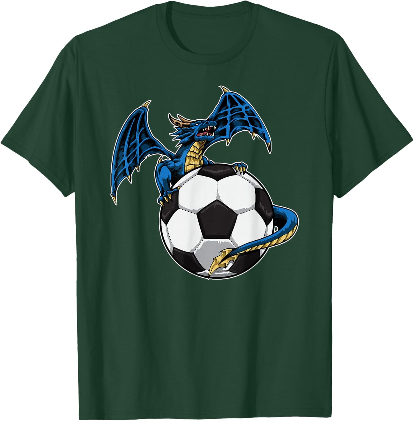 Cool Soccer Dragon Sitting On Soccer Ball T-Shirt - T-Shirt | Forest