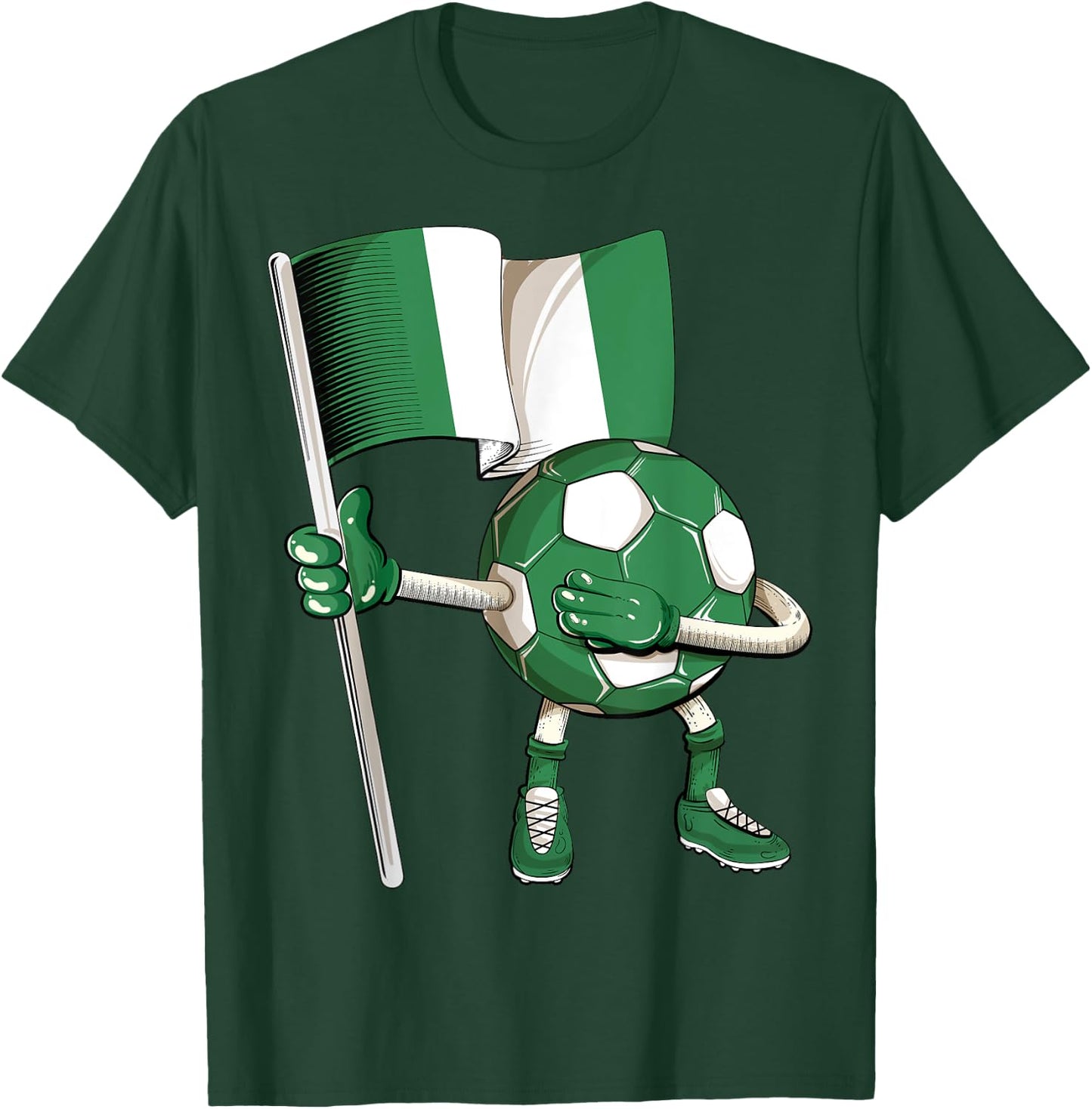 Nigeria Soccer Jersey Nigeria Flag Football Dab Funny T-Shirt - T-Shirt | Forest