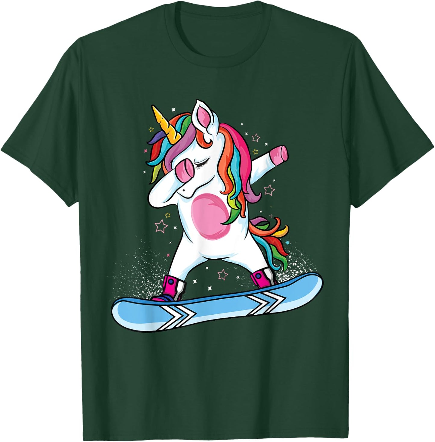 Cute unicorn Snowboarding Skiing Dabbing unicorn Snowboard T-Shirt - T-Shirt | Forest